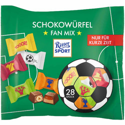 Продуктови Категории Шоколади Ritter sport 28 шоколадови бонбона с различни футболни дизайни 222 гр